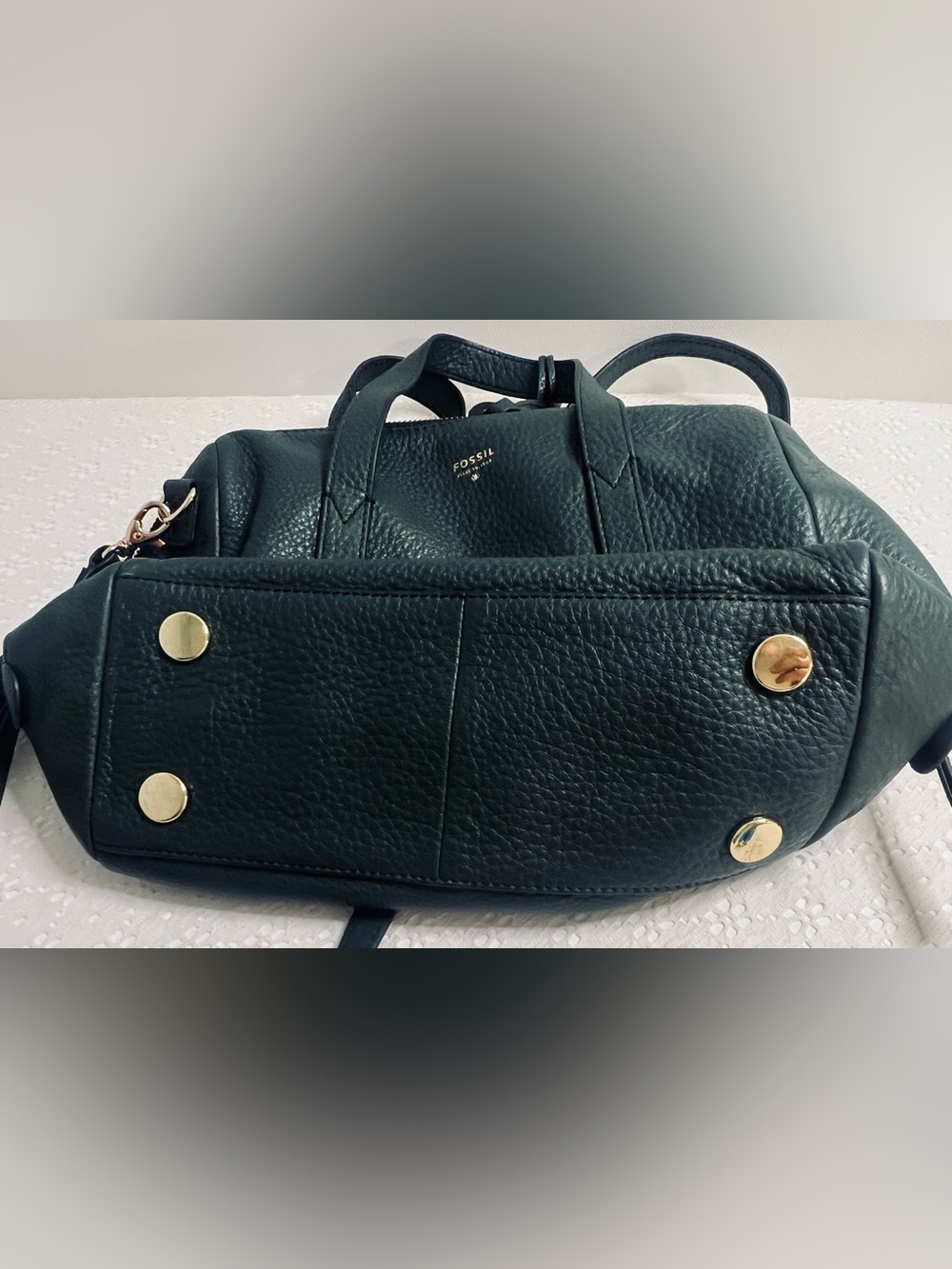 FOSSIL Sydney Satchel- Pine Green Shoulder Crossbody Handbag Keyfob - Picture 15 of 15